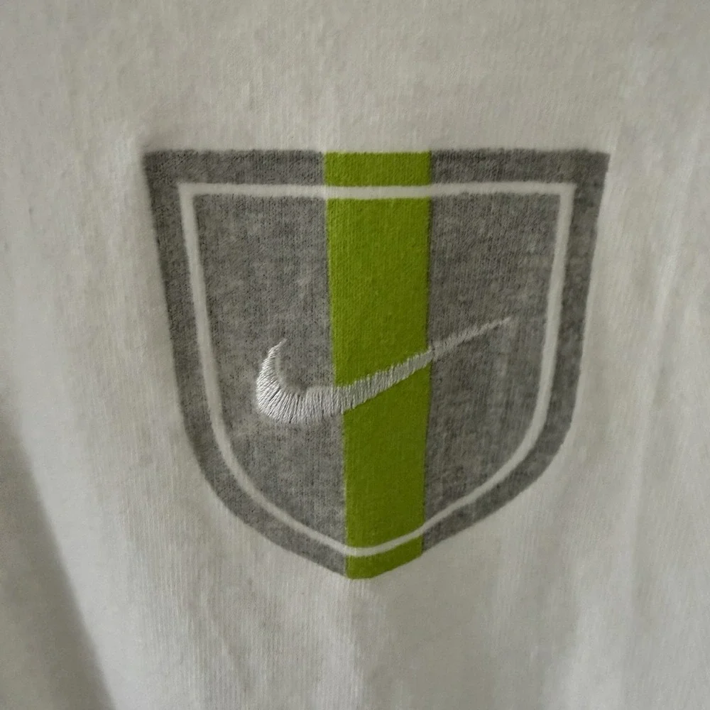 Vintage Nike Shirt Womens M V Neck 90s Y2K Soccer White Lime Green Made in USA